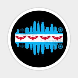 Chicago City Flag Skyline Cicada Magnet